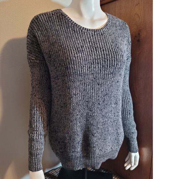 Abercrombie & Fitch Grey Gray Speckled Knit Sweater Size M/L Relaxed Campy - Picture 1 of 6